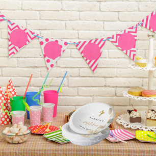 Baptism eucalyptus golden white elegant paper plate