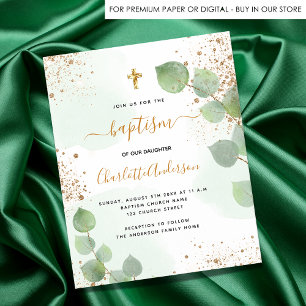 Baptism eucalyptus greenery budget invitation