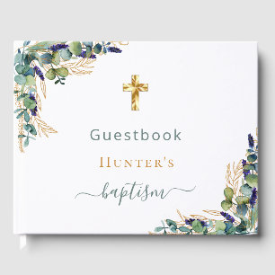 Baptism eucalyptus greenery custom photo guest book