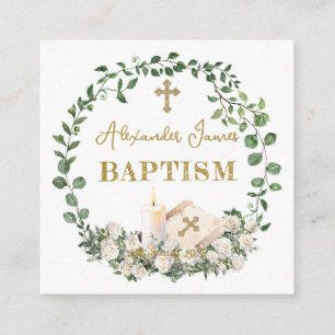 Baptism Eucalyptus Roses Cross  Enclosure Card
