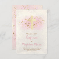 Baptism |  FAUX glitter and pink watercolor