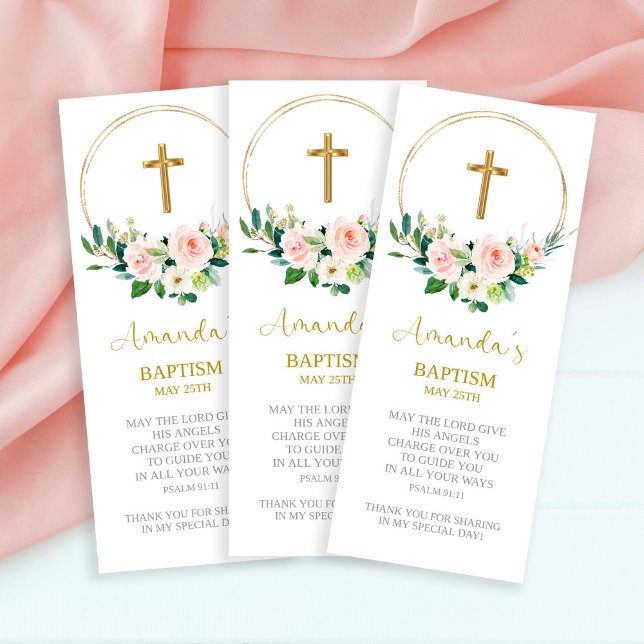 Baptism Favour, Girl Baptism Bookmark Thank You Card (Creator Uploaded)