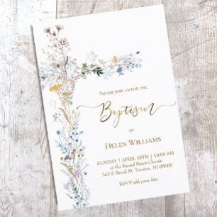 Baptism floral cross  invitation