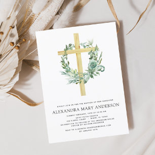 Baptism Floral Greenery Sage Eucalyptus Invitation