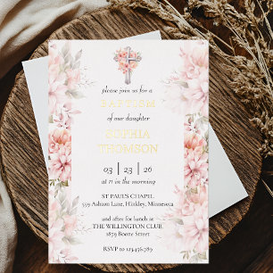Baptism floral invitation