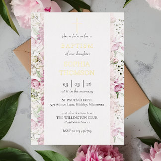 Baptism floral invitation