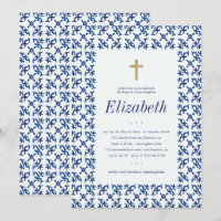 Baptism For Her Blue and White Mediterranean Tiles