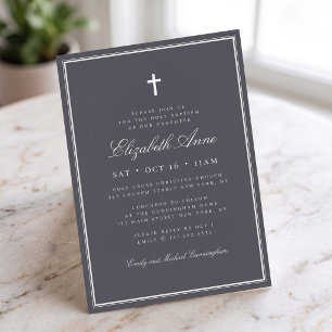 Baptism For Her Classic Elegant Cross Invitation