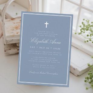 Baptism For Her Classic Elegant Cross Invitation