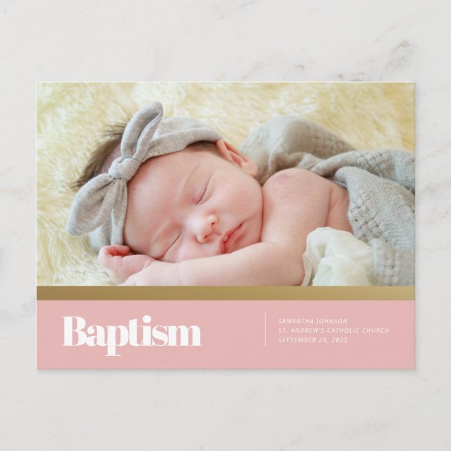 Baptism For Her Modern and Simple Photo Postcard (Front)