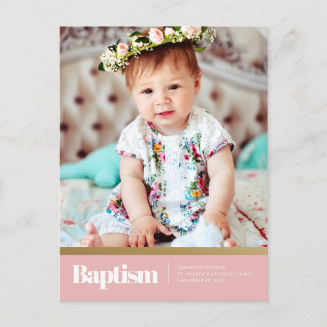Baptism For Her Modern and Simple Photo Postcard (Front)