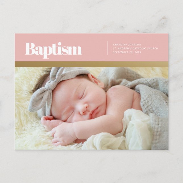 Baptism For Her Modern and Simple Photo Postcard (Front)