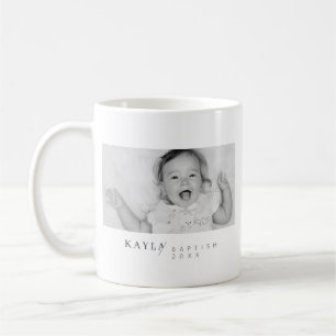 Baptism For Her Modern Minimalist Photo Name Coffee Mug