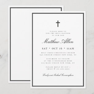 Baptism For Him Classic Elegant Cross Invitation