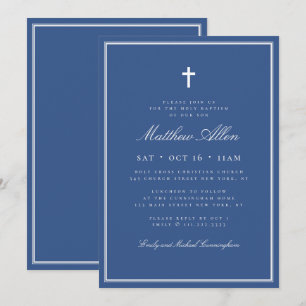 Baptism For Him Classic Elegant Cross Invitation