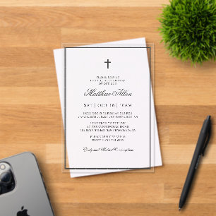 Baptism For Him   Elegant Classic Cross Acrylic Invitations