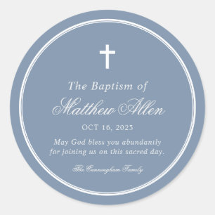 Baptism For Him Elegant Classic Cross Classic Round Sticker