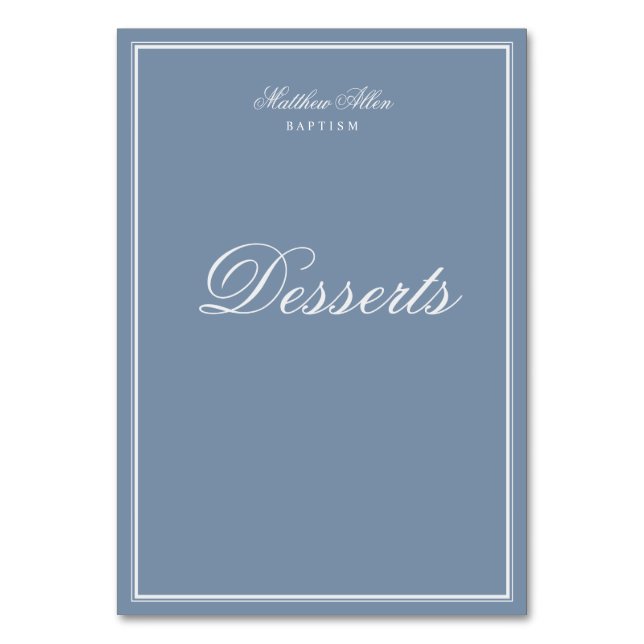 Baptism For Him | Elegant Classic Cross Table Number (Front)