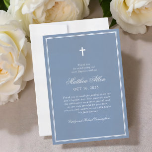 Baptism For Him   Elegant Classic Cross Thank You Card