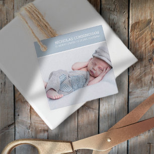Baptism For Him Modern Simple Custom Photo Favour Tags
