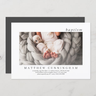 Baptism For Him Modern Simple Elegant Photo Invitation