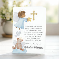 Baptism For Him Watercolor Angels and Cross