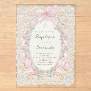 Baptism girl acrylic invitations