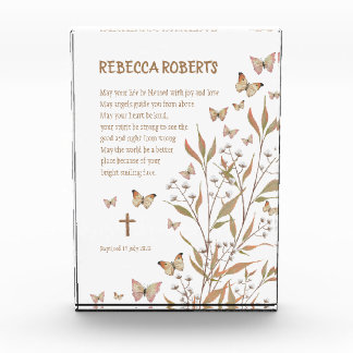 Baptism Girl Watercolour butterflies and flowers Photo Block