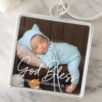 Baptism God Bless Simple Elegant Modern Baby Photo