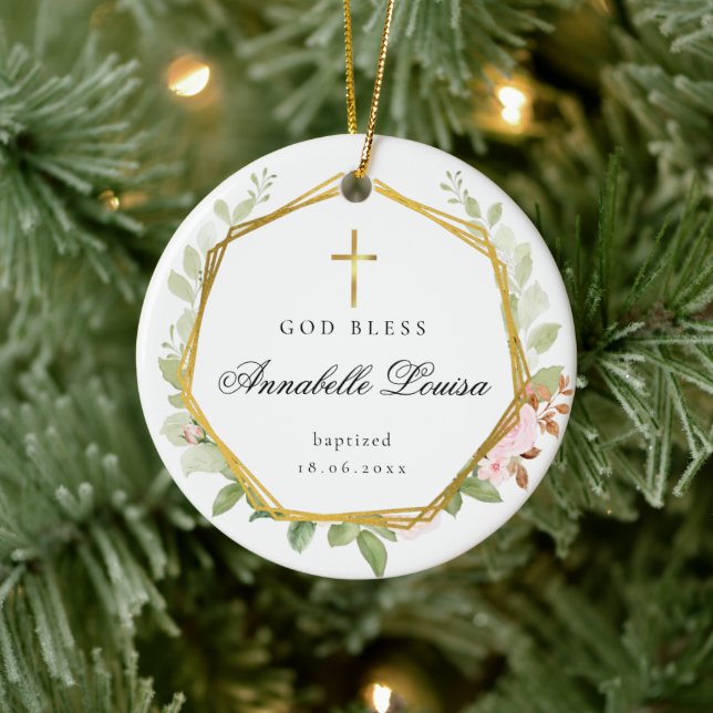 Baptism Gold Cross Ceramic Tree Decoration (Tree)