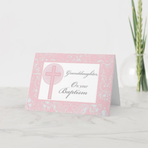 Baptism Granddaughter Pink Lace Card