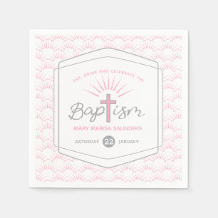 Baptism halo and cross custom pink napkin