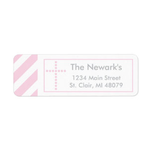Baptism, Holy Communion Pink Cross Address Label