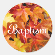 Baptism Invitation envelope seals Autumn Leaves