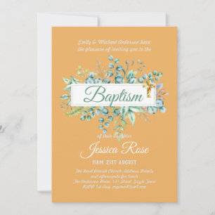 Baptism Invitation Eucalyptus Greenery BUDGET