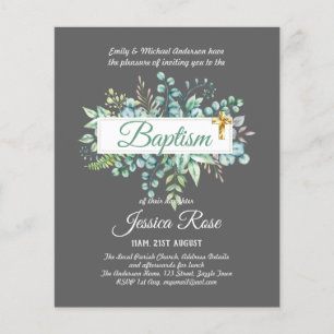 Baptism Invitation Eucalyptus Greenery BUDGET