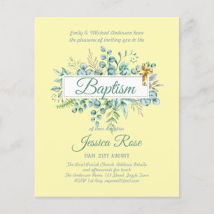 Baptism Invitation Eucalyptus Greenery BUDGET