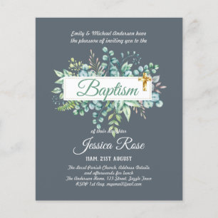 Baptism Invitation Eucalyptus Greenery BUDGET
