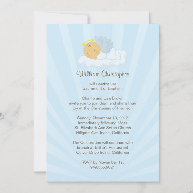 Baptism Invitation for Boy (Front)
