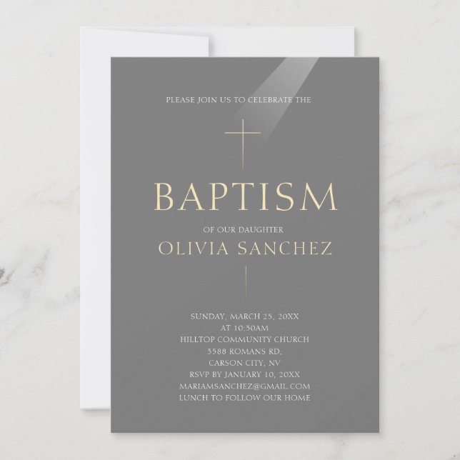 Baptism Invitation Gold Cross (Front)