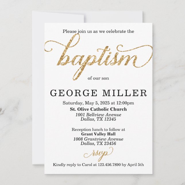 Baptism Invitation Invite (Front)