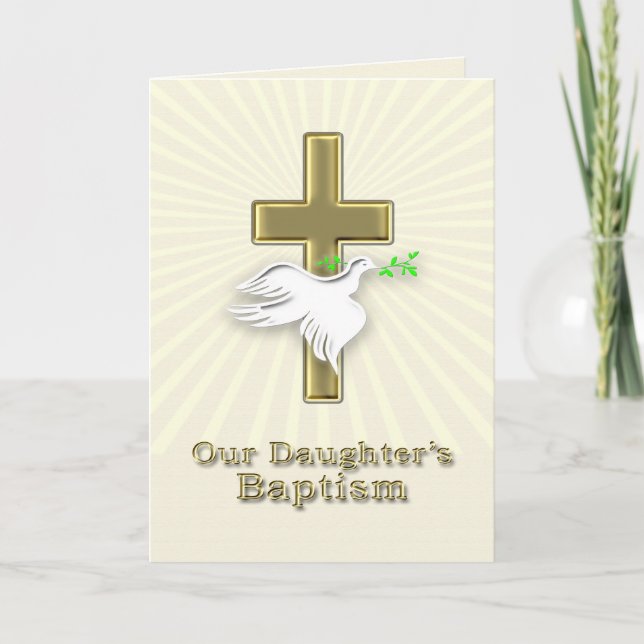 Baptism invitation with a golden cross (Front)