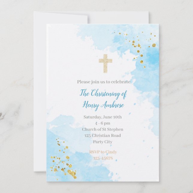 Baptism Invitations - Christening Invitation Boys (Front)