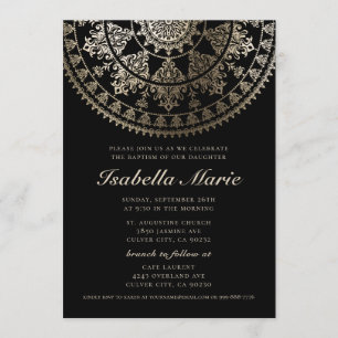 Baptism Invitations Elegant Gold Foil Mandala
