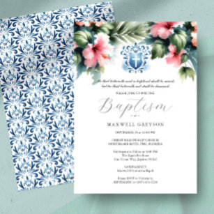 Baptism Invitations Religious Blue and Pink