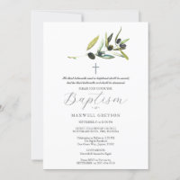 Baptism Invitations Religious Olive Branch 