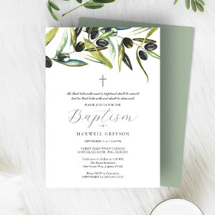 Baptism Invitations Religious Olive Branch 