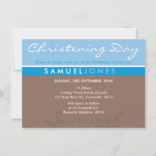 BAPTISM INVITE modern simple groovy blue mocha