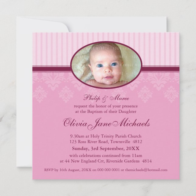 BAPTISM INVITES :: blessed 3SQ (Front)