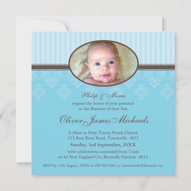 BAPTISM INVITES :: blessed 6SQ (Front)